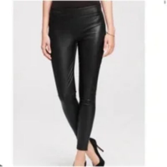 ANN TAYLOR FAUX LEATHER PANTS BLACK SIZE 4 - Picture 1 of 16